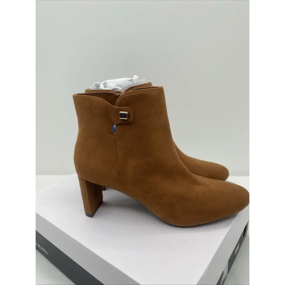 Alfani Womens PAAM Zipper Round Toe Padded Insole Booties Size 11 Cognac